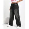 imageSOLY HUX Womens Plus Size High Waisted Denim Pants Straight Leg Casual JeansPure Black