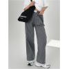imageSOLY HUX Womens Striped Print Pants Straight Leg Lounge Casual Baggy Long TrousersBlack Striped
