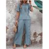 imageSOLY HUX Womens Summer 2 Piece Outfits Button Front Short Sleeve Tops and Pants SetPlain Blue