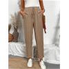 imageSOLY HUX Womens Tie Front Elastic High Waisted Casual Pants with PocketsPlain Khaki