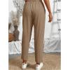 imageSOLY HUX Womens Tie Front Elastic High Waisted Casual Pants with PocketsPlain Khaki