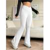 imageSOLY HUX Womens Yoga Pants High Waisted Sweatpants Flare Leggings Tummy Control TrouserSolid White