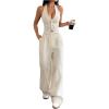 imageSOLY HUX Womens 2 Piece Outfits Halter Button Down Vest Crop Tops and High Waisted Pants SetPure Apricot