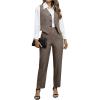 imageSOLY HUX Womens 2 Piece Outfits V Neck Button Down Sleeveless Blazer Vest and Pants Work Office SetKhaki