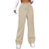 imageSOLY HUX Womens Cargo Pants Elastic High Waisted Loose Straight Jogger Leg Pocket Trousers Y2K PantsPure Apricot