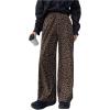 imageSOLY HUX Womens Leopard Print Pants High Waisted Wide Leg Baggy Corduroy Pants with PocketsCoffee Brown Leopard