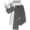 imageSOLY HUX Womens Pajama Set Lounge Sets 3 Pack PJs Lace Crop Tank Tops and Long Pants SleepwearGrey White Multi