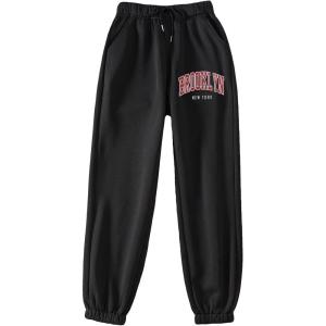 imageSOLY HUX Womens Graphic Letter Print Elastic Waist Sweatpants Color Block Cozy Running Joggers PantsBlack Letter