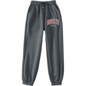 imageSOLY HUX Womens Graphic Letter Print Elastic Waist Sweatpants Color Block Cozy Running Joggers PantsDark Grey Letter