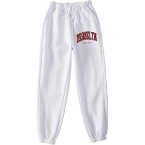 imageSOLY HUX Womens Graphic Letter Print Elastic Waist Sweatpants Color Block Cozy Running Joggers PantsWhite Letter