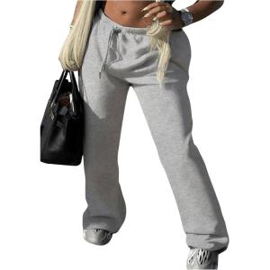 imageSOLY HUX Womens Graphic Sweatpants Letter Print Drawstring Elastic Waist Long PantsPlain Grey