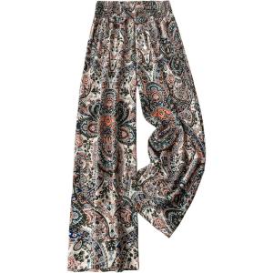 imageSOLY HUX Womens Plus Size Paisley Pants Elastic Waist Wide Leg Trousers Boho Vacation PantsMulti Paisley