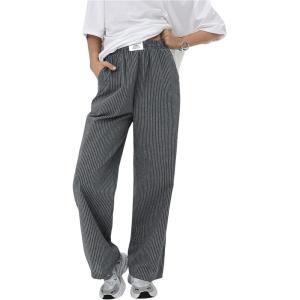 imageSOLY HUX Womens Striped Print Pants Straight Leg Lounge Casual Baggy Long TrousersBlack Striped
