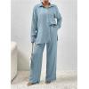 imageSOLY HUX Womens 2 Piece Outfits Long Sleeve Button Down Shirt and Wide Leg Pants Casual SetPlain Dusty Blue