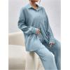 imageSOLY HUX Womens 2 Piece Outfits Long Sleeve Button Down Shirt and Wide Leg Pants Casual SetPlain Dusty Blue