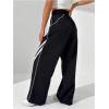 imageSOLY HUX Womens Color Block Striped Baggy Wide Leg Pants Elastic High Waisted Y2k SweatpantsBlack Striped