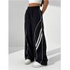 imageSOLY HUX Womens Color Block Striped Baggy Wide Leg Pants Elastic High Waisted Y2k SweatpantsBlack Striped