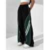 imageSOLY HUX Womens Color Block Striped Baggy Wide Leg Pants Elastic High Waisted Y2k SweatpantsDark Green Striped
