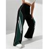 imageSOLY HUX Womens Color Block Striped Baggy Wide Leg Pants Elastic High Waisted Y2k SweatpantsDark Green Striped