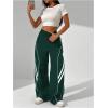 imageSOLY HUX Womens Color Block Striped Baggy Wide Leg Pants Elastic High Waisted Y2k SweatpantsGreen Striped