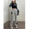 imageSOLY HUX Womens High Waisted Bootcut Flare Leggings Y2k Yoga Sweatpants StreetwearGrey Star