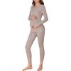 imageSOLY HUX Womens Maternity Two Piece Outfits Long Sleeve Side Slit Top and Legging Pants Fall OutfitsPlain Apricot