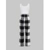 imageSOLY HUX Womens Pajama Set Star Print Tank Top and Plaid Pants Fuzzy Loungewear SleepwearBlack and White Plaid