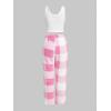 imageSOLY HUX Womens Pajama Set Star Print Tank Top and Plaid Pants Fuzzy Loungewear SleepwearWhite and Pink