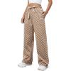 imageSOLY HUX Womens Plaid Sweatpants Drawstring High Waisted Straight Leg Long Pants with PocketsBrown Checkered