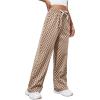 imageSOLY HUX Womens Plaid Sweatpants Drawstring High Waisted Straight Leg Long Pants with PocketsBrown Checkered