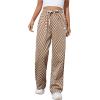 imageSOLY HUX Womens Plaid Sweatpants Drawstring High Waisted Straight Leg Long Pants with PocketsBrown Checkered