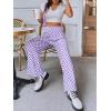 imageSOLY HUX Womens Plaid Sweatpants Drawstring High Waisted Straight Leg Long Pants with PocketsPurple Plaid