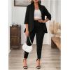imageSOLY HUX Womens Plus Size 2 Piece Outfit Open Front 34 Sleeve Blazer and Pants Business Casual SetBlack