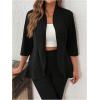 imageSOLY HUX Womens Plus Size 2 Piece Outfit Open Front 34 Sleeve Blazer and Pants Business Casual SetBlack