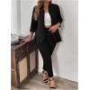 imageSOLY HUX Womens Plus Size 2 Piece Outfit Open Front 34 Sleeve Blazer and Pants Business Casual SetBlack