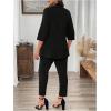 imageSOLY HUX Womens Plus Size 2 Piece Outfit Open Front 34 Sleeve Blazer and Pants Business Casual SetBlack