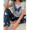 imageSOLY HUX Womens Sleepwear Butterfly Print Short Sleeve Tee Tops and Pants Loungewear Pajama SetMulticoloured Butterfly