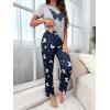 imageSOLY HUX Womens Sleepwear Butterfly Print Short Sleeve Tee Tops and Pants Loungewear Pajama SetMulticoloured Butterfly