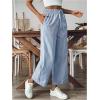 imageSOLY HUX Womens Striped Pants Tie Front High Waisted Wide Leg Pants with PocketsBlue and White Striped