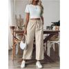 imageSOLY HUX Womens Striped Pants Tie Front High Waisted Wide Leg Pants with PocketsMulticoloured Striped