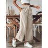 imageSOLY HUX Womens Striped Pants Tie Front High Waisted Wide Leg Pants with PocketsMulticoloured Striped