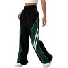 imageSOLY HUX Womens Color Block Striped Baggy Wide Leg Pants Elastic High Waisted Y2k SweatpantsDark Green Striped