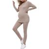 imageSOLY HUX Womens Maternity Two Piece Outfits Long Sleeve Side Slit Top and Legging Pants Fall OutfitsPlain Apricot