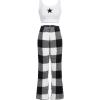imageSOLY HUX Womens Pajama Set Star Print Tank Top and Plaid Pants Fuzzy Loungewear SleepwearBlack and White Plaid