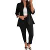 imageSOLY HUX Womens Plus Size 2 Piece Outfit Open Front 34 Sleeve Blazer and Pants Business Casual SetBlack