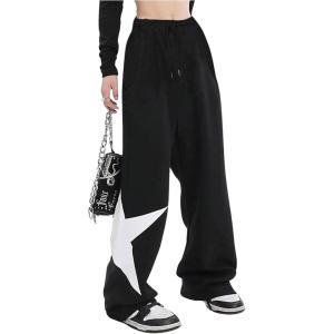 imageSOLY HUX Womens Graphic Print Sweatpants Drawstring High Waisted Long Pants with PocketsBlack Star