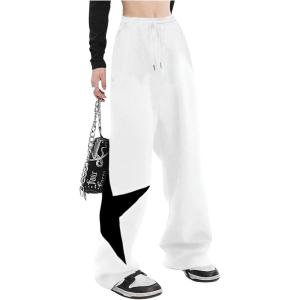 imageSOLY HUX Womens Graphic Print Sweatpants Drawstring High Waisted Long Pants with PocketsWhite Star