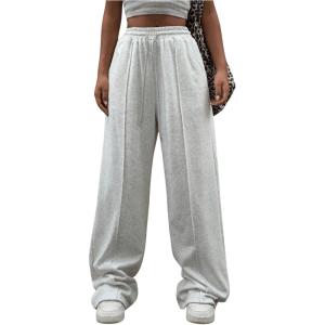 imageSOLY HUX Womens High Waisted Baggy Sweatpants Drawstring Wide Leg Loose Pants with PocketsPure Grey