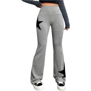 imageSOLY HUX Womens High Waisted Bootcut Flare Leggings Y2k Yoga Sweatpants StreetwearGrey Star