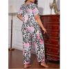 imageSOLY HUX Pajama Sets for Women 2 Piece Plus Size Leopard Print Sleepwear Short Sleeve Tee and Pants LoungewearPink Tropical